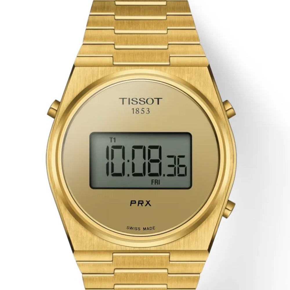 TISSOT PRX GOLD DIGITAL QUARTZ 40MM WATCH mens
